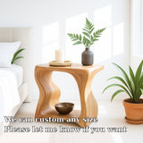 Handcrafted Solid Wood Nightstand – Sculpted Organic Bedside Table with Open Shelf