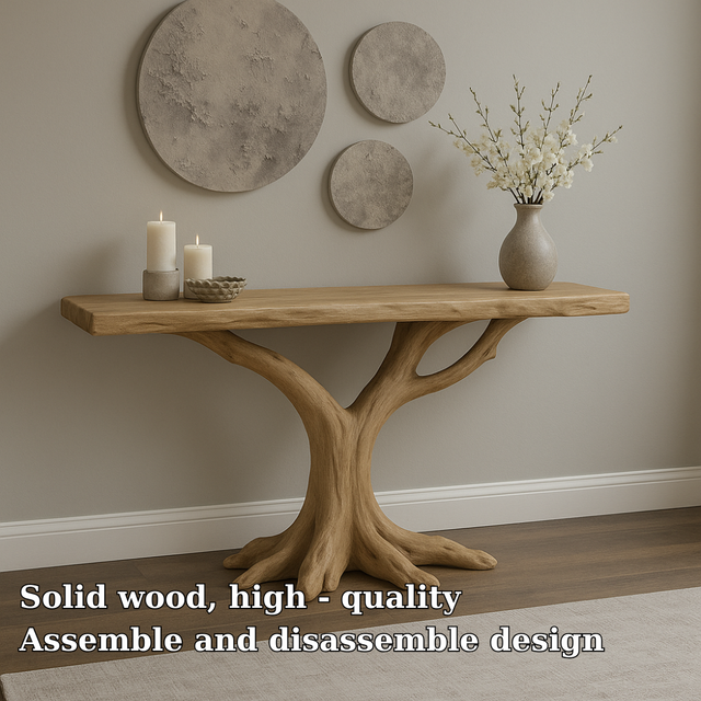Handcrafted Solid Wood Console Table – Natural Tree Root Design for Modern Organic Interiors