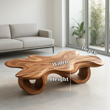 Handcrafted Solid Wood Coffee Table – Organic Sculpted Freeform Design