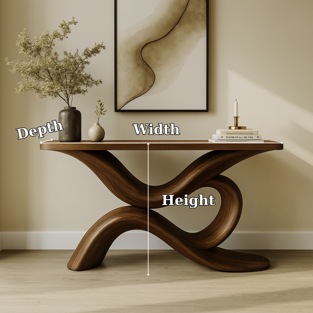 Handcrafted Solid Wood Console Table – Sculptural Modern Design for Entryway or Living Room