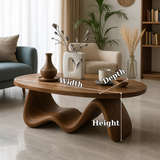 Handcrafted Solid Wood Coffee Table with Organic Wave Base – Modern Sculptural Design