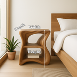 Handcrafted Solid Wood Nightstand – Modern Organic Bedside Table with Sculpted Shelves