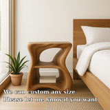 Handcrafted Solid Wood Nightstand – Modern Organic Bedside Table with Sculpted Shelves