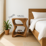 Handcrafted Solid Wood Nightstand – Modern Sculptural Bedside Table with Open Shelves