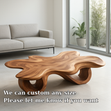 Handcrafted Solid Wood Coffee Table – Organic Sculpted Freeform Design