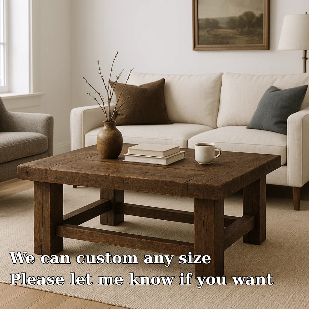 Handcrafted Solid Wood Coffee Table – Rustic Farmhouse Design with Timeless Character
