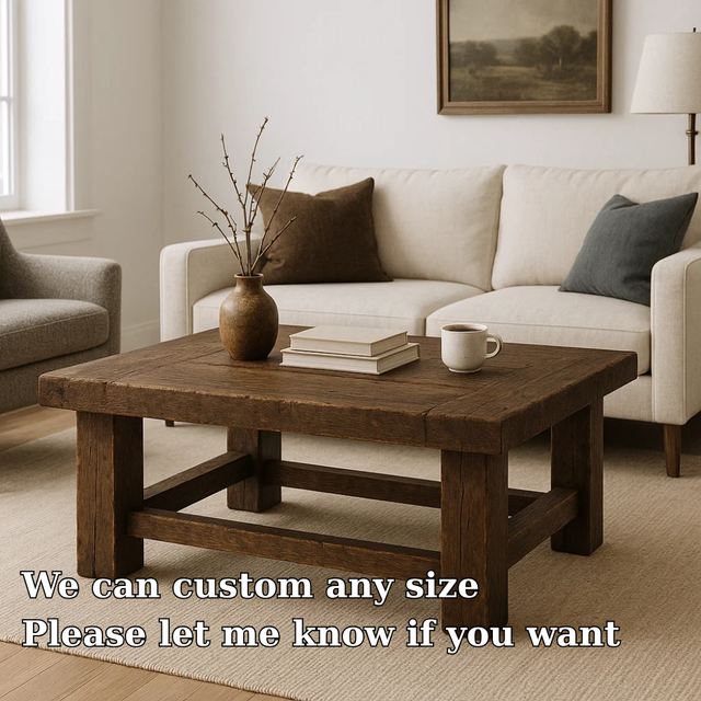 Handcrafted Solid Wood Coffee Table – Rustic Farmhouse Design with Timeless Character
