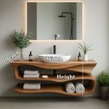 Handcrafted Solid Wood Floating Vanity – Modern Sculptural Bathroom Sink Shelf