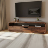 Handcrafted Solid Wood TV Stand with Smooth Curved Edges and Minimalist Storage Design