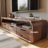 Handcrafted Solid Wood TV Stand with Smooth Curved Edges and Minimalist Storage Design