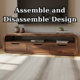 Handcrafted Solid Wood TV Stand with Smooth Curved Edges and Minimalist Storage Design