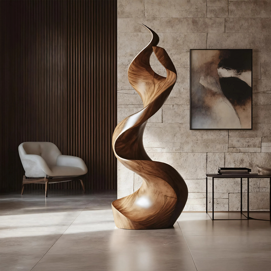 Rustic Large Wooden Sculpture For Furniture Art Feature