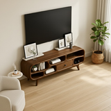 Handcrafted Solid Wood TV Stand – Sculptural Retro Minimal Organic Design